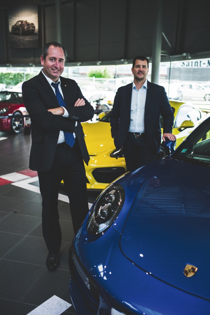 Frédéric Petitjean, au premier plan, veille sur la bonne tenue de la concession dijonnaise. Le Pdg Yannick Etter en fait de même avec Passion Automobiles, groupe distribuant au total dix marques premium.